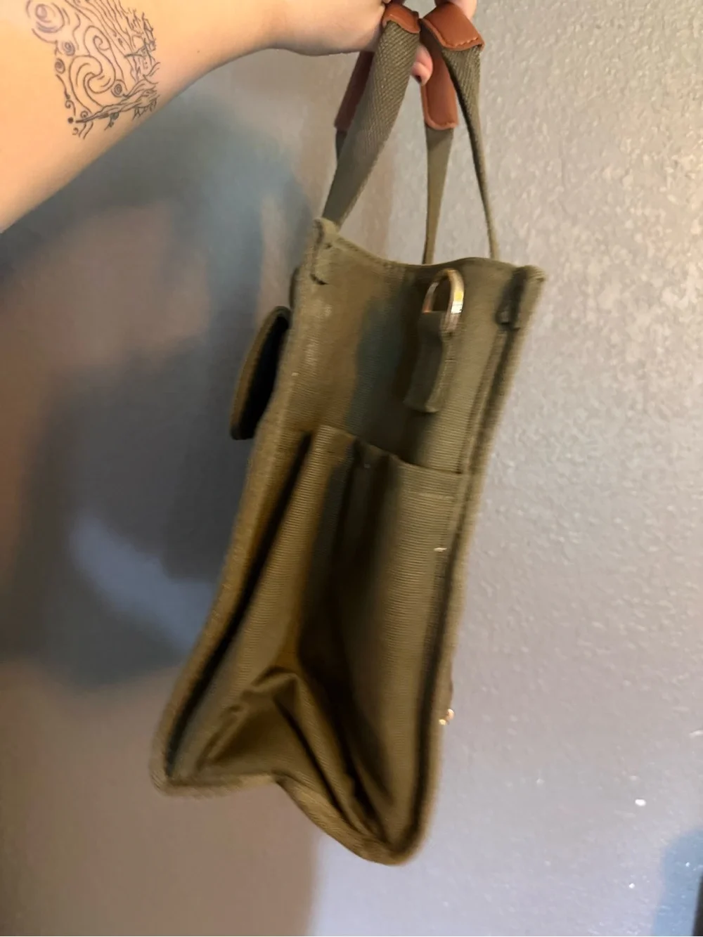 Olive Green Canvas Brief Tote